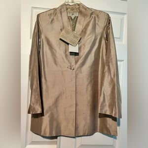 BLUNAUTA Womens 3/4 Sleeve 1 Button Blazer Jacket Size 6 Gold Silk NWT